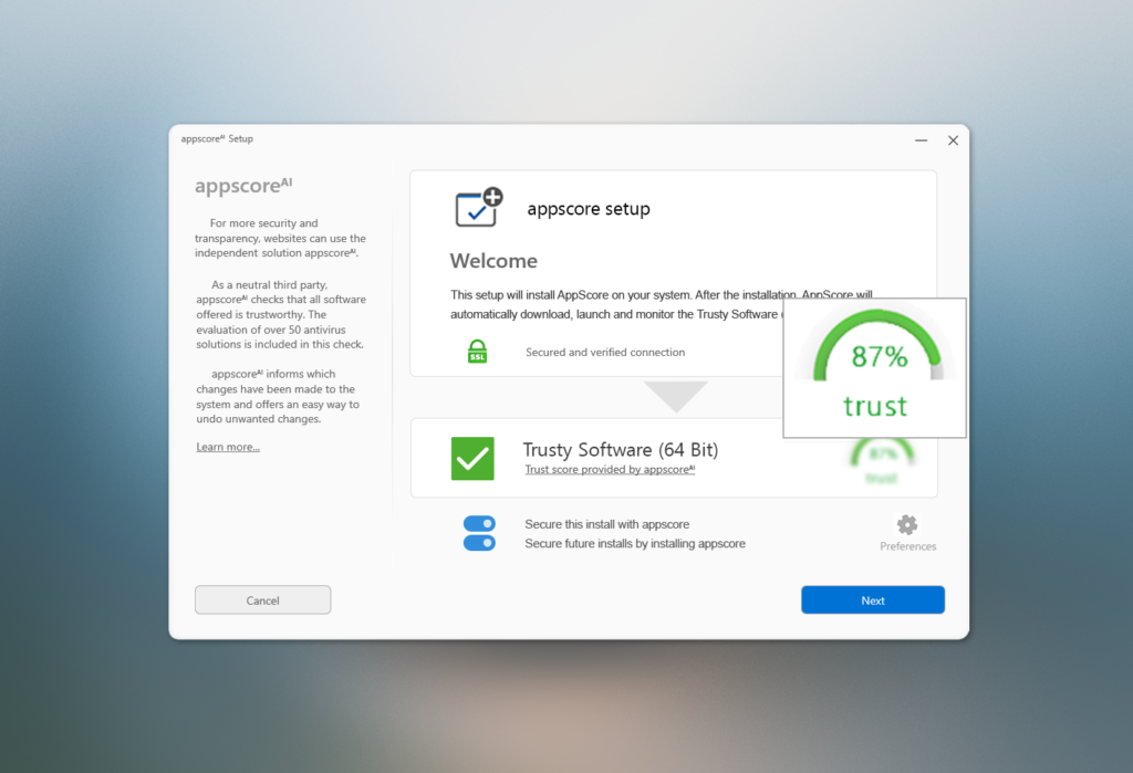 appscore new welcomePg 1 - Appscore Welcome - Variant 2, High Trust Zoomed